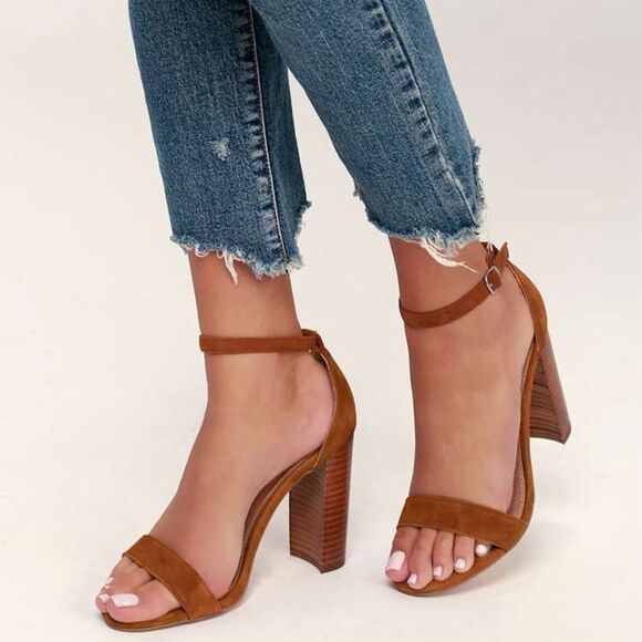 Steve Madden Chestnut Brown Carrson Dress Sandal Block Heel - Picture 2 of 12